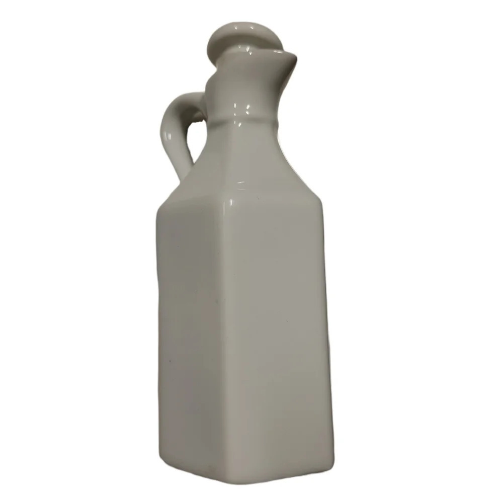 XCell White Ceramic farmhouse style Oil Or Vinegar Cruet Mini Pitcher 6 in. - Picture 2 of 8